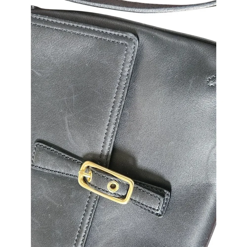 Vintage Coach Purse Shoulder Legacy Slim Black Leather Flap Crossbody 9592 EUC